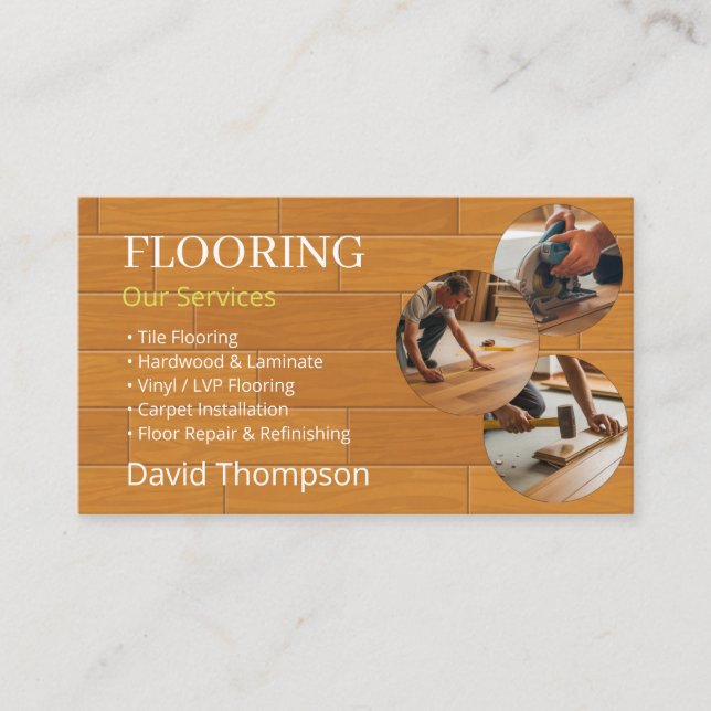 Modern Wood Flooring Tile Service Visitkort (Framsida)