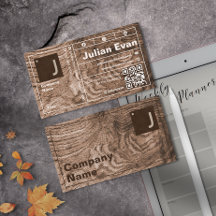 Modern Wood Grain Bold Typography Monogram QR-kod