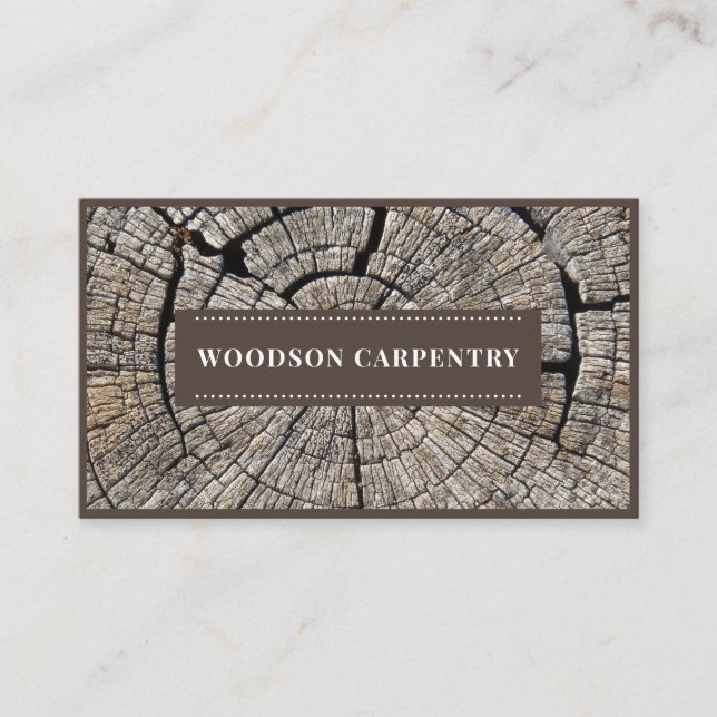 Modern Wood Grain Carpenter Woodarbetare Visitkort (Framsida)