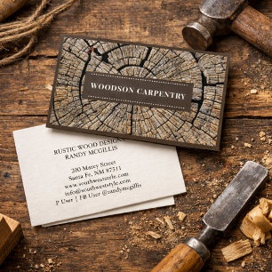 Modern Wood Grain Carpenter Woodarbetare Visitkort