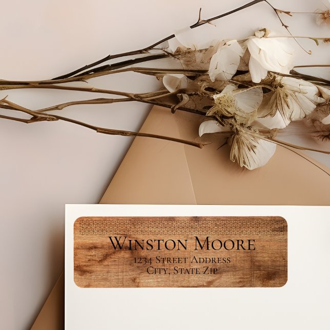 Modern Wood Grain Geometric Mönster Returadress Etikett (Skapare uppladdad)