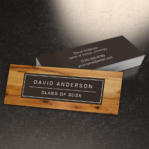 Modern Wood Grain Student Studenten Namn-kort