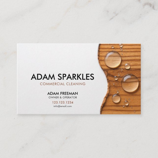 Modern Wood Vatten tappar kommersiell Städning Visitkort (Framsida)