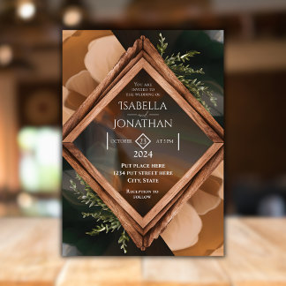Modern Wooden Ram Rustic Bröllop Inbjudningar