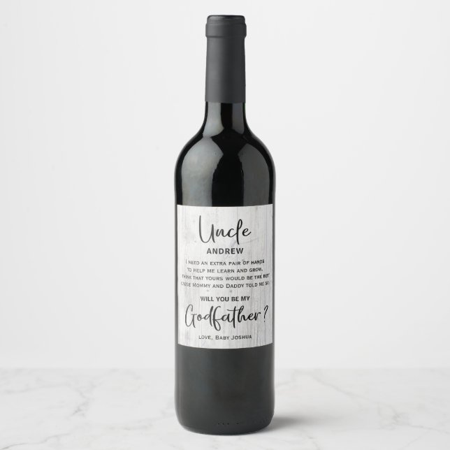 Modern Wooden Struktur Godfather Frieri Vinflaska Etikett (Framsida)