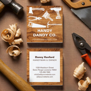Modern Woodgrain Handyman Verktyg ConTRAR Builder Fyrkantigt Visitkort