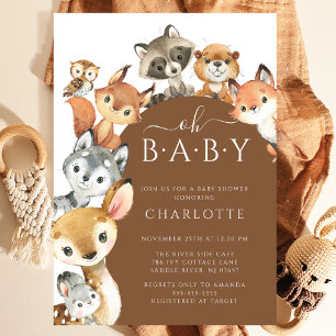 Modern Woodland Animals Baby Shower-inbjudan Inbjudningar