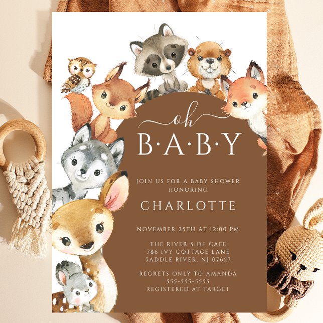 Modern Woodland Animals Baby Shower-inbjudan Inbjudningar (Skapare uppladdad)