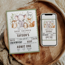Modern Woodland Animals Forest Boy Baby Shower Inbjudningar