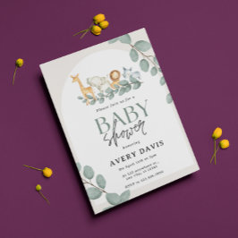 Modern Woodland Animals Forest Boy Baby Shower Inv Inbjudningar