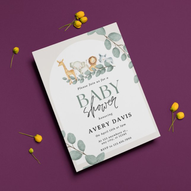 Modern Woodland Animals Forest Boy Baby Shower Inv Inbjudningar (Skapare uppladdad)