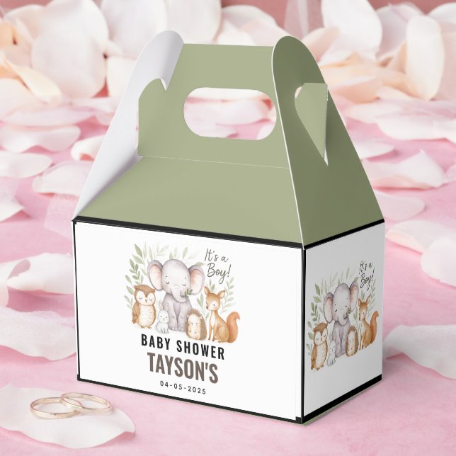 Modern Woodland Animals Forest Boy Baby Shower Presentaskar (Bröllop)