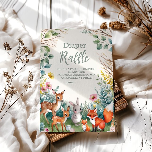 Modern Woodland Animals Forest Diapper Raffle Tilläggskort (Skapare uppladdad)