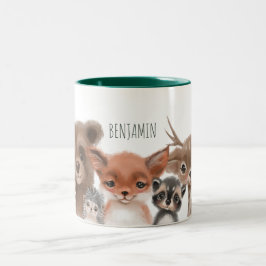 Modern Woodland Animals Forest Greenery Två-Tonad Mugg