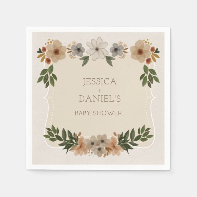 Modern Woodland Baby Shower Cocktail Napkin Pappersservett (Framsidan)