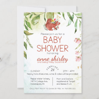Modern Woodland Baby Shower - Woodland Creates Inbjudningar