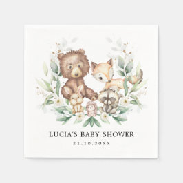 Modern Woodland Forest Animals Par Baby Shower Pappersservett