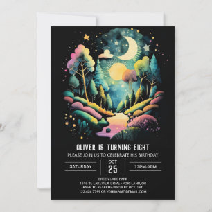 Modern Woodland Forest Children Birthday Inbjudningar