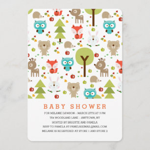 Modern Woodland Friends Neutralt Baby Shower Inbjudningar