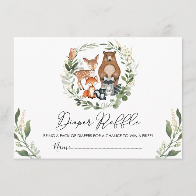 Modern Woodland Greenery Baby Shower Raffle Tilläggskort (Framsida)