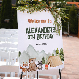 Modern Woodland Lycklig Camper Camping Barns födel Poster