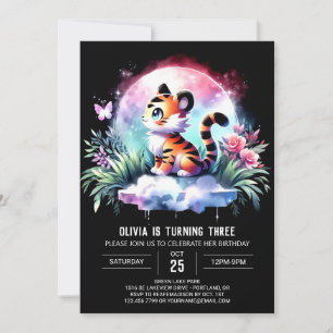 Modern Woodland Tiger Birthday Inbjudningar