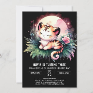 Modern Woodland Tiger Birthday Inbjudningar