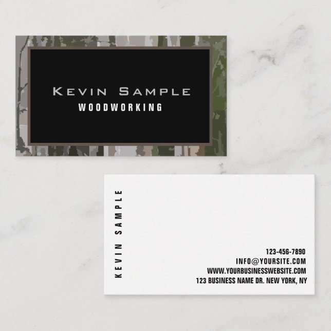 Modern Woodworking Digital Woodland Camo Graphic  Visitkort (Fram/baksida)