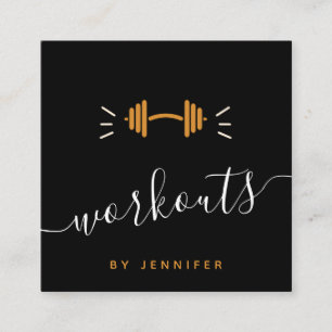 Modern Workouts Gym Trainer Fitness Barbell Logoty Fyrkantigt Visitkort