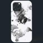 Modern World Map for Black White Watercolor<br><div class="desc">Black & White Modern Watercolor World iPhone 13 Mini Fodral</div>