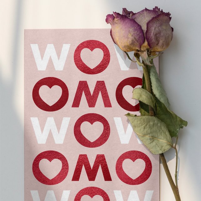 Modern WOW MAMMA Red Faux Foil Mors dag Card (Skapare uppladdad)