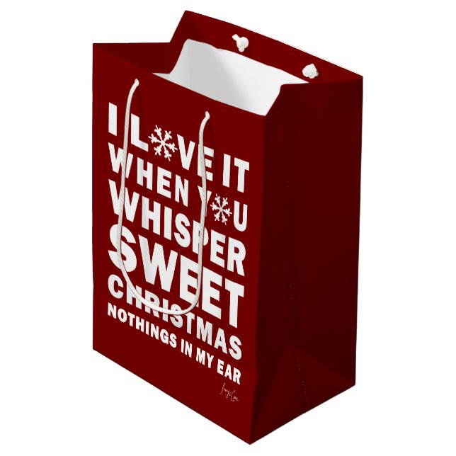 Modern Xmas Dark Red & White Gift Bag | Sweet Xmas (Framsidan Vinklad)
