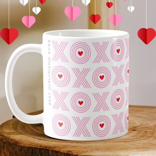 Modern XOXO Alla hjärtans dag, bästa flickvän Kaffemugg (Skapare uppladdad)