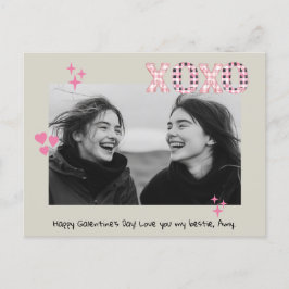 Modern XOXO Galentine's Day Anpassningsbar Photo & Vykort