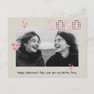 Modern XOXO Galentine's Day Anpassningsbar Photo & Vykort