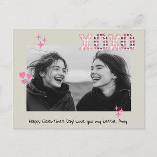Modern XOXO Galentine's Day Anpassningsbar Photo & Vykort