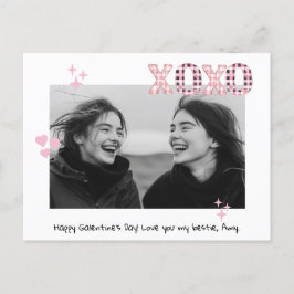Modern XOXO Galentine's Day Anpassningsbar Photo & Vykort
