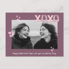 Modern XOXO Galentine's Day Anpassningsbar Photo & Vykort