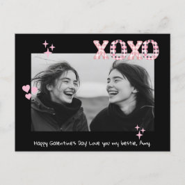 Modern XOXO Galentine's Day Anpassningsbar Photo & Vykort