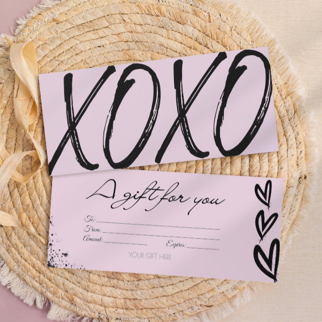 Modern XOXO-kvitto för svarta och rosa-presentkort Inbjudningar (Skapare uppladdad)