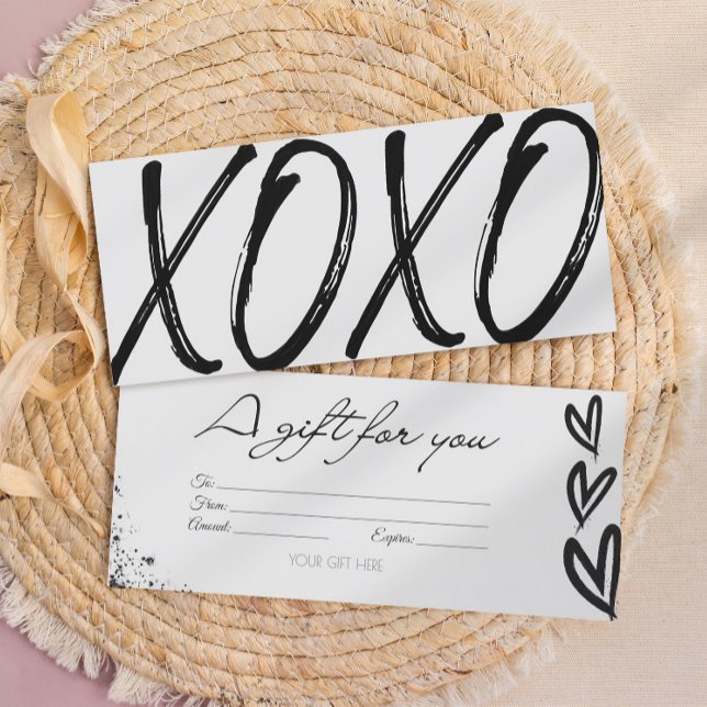 Modern XOXO-kvitto för svarta och vita presentkort Inbjudningar (Skapare uppladdad)