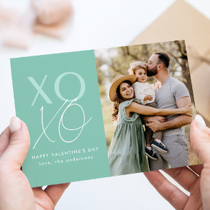 Modern XOXO Mint-Grönt Alla hjärtans dagfoto Julkort