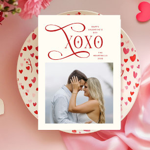 Modern XOXO Parfoto Glad Alla Hjärtans Dag Julkort