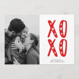 Modern XOXO Red Valentine’s Day Photo Card Inbjudningar