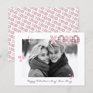 Modern XOXO Valentine Day Anpassningsbar Photo & T Vykort