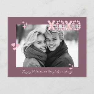 Modern XOXO Valentine Day Anpassningsbar Photo & T Vykort