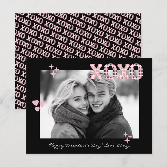 Modern XOXO Valentine Day Anpassningsbar Photo & T Vykort (Fram/baksida)