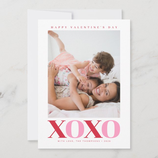Modern XOXO Valentine Photo Julkort (Framsida)