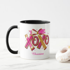 Modern XOXO Valentines Day Custom Name Mugg