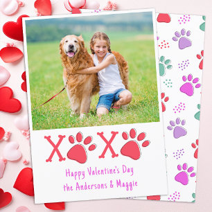 Modern XOXO Valentines day Hund älskare Pet Photo Julkort